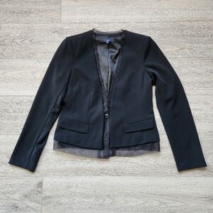 GAP Black Blazer Jacket Tuille Womens 6 Business Casual Modern Feminine